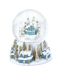 Gisela Graham Blue/White/Gold Village Snow Globe